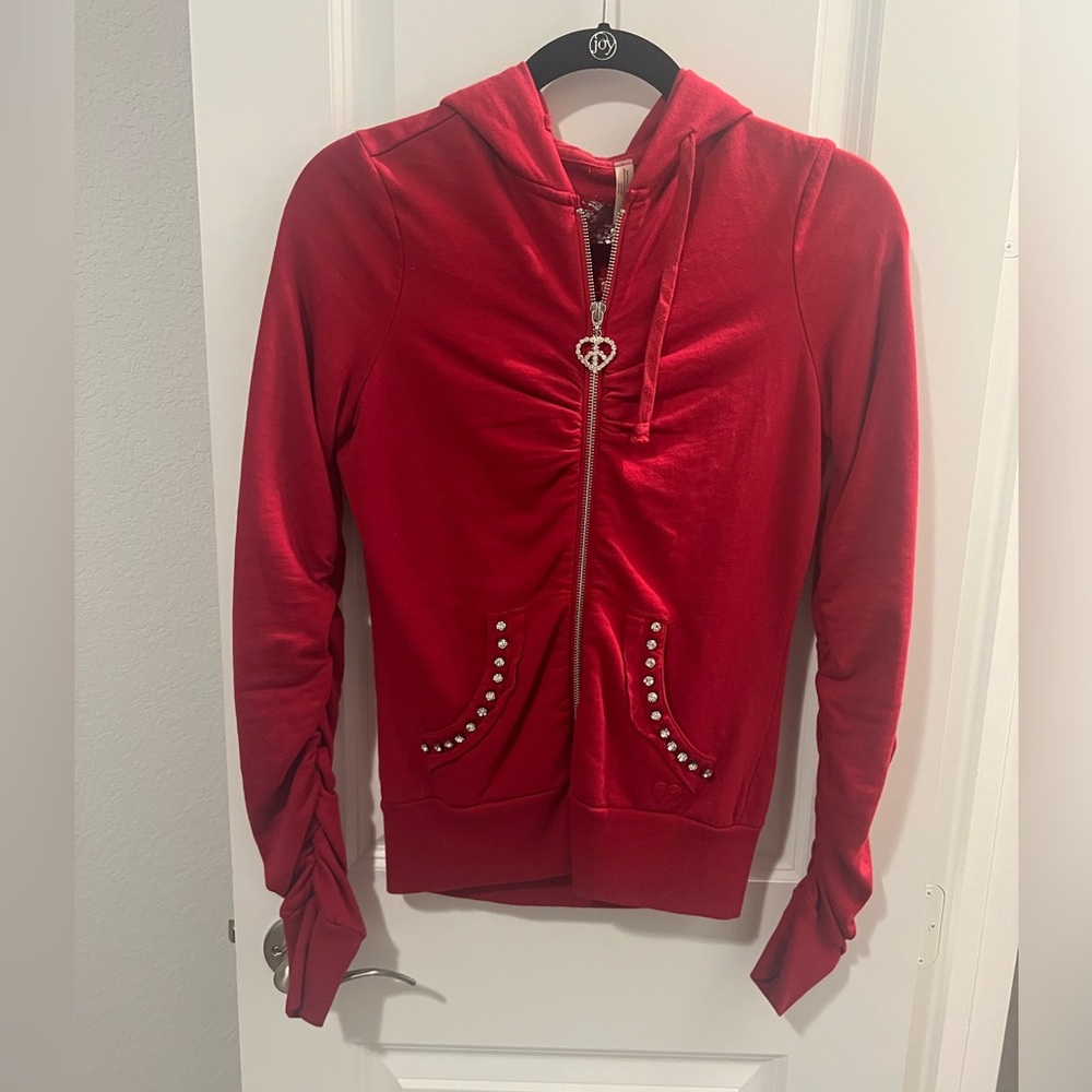 Y2K twisted heart zip up